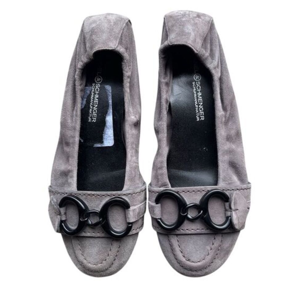 Kennel & Schmenger Women's Gray Ballet Flats Size 4 with Buckle Accent